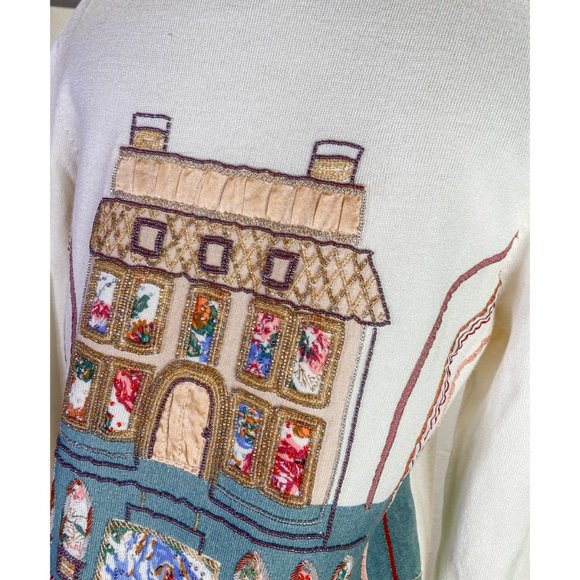 Vintage Beaded Crew Neck Button-Up Floral Long Sleeve Light Weight Cardigan - Picture 11 of 11